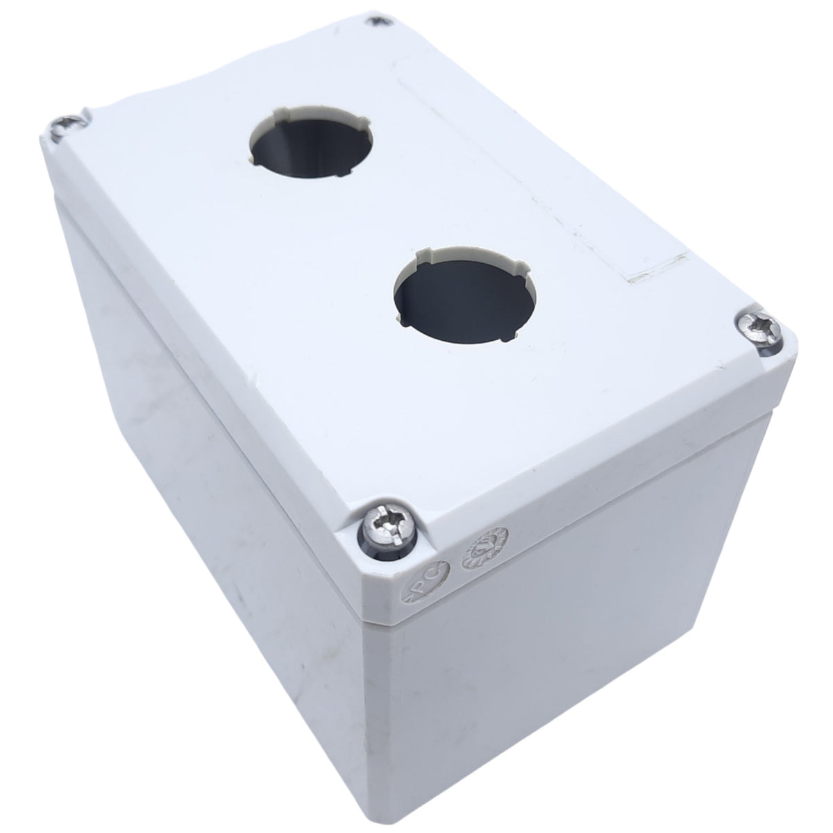 Used Hoffman Q-2PBPCDM Pushbutton Box Enclosure, Outer Dim. 120mm x 80mm *Added Hole"