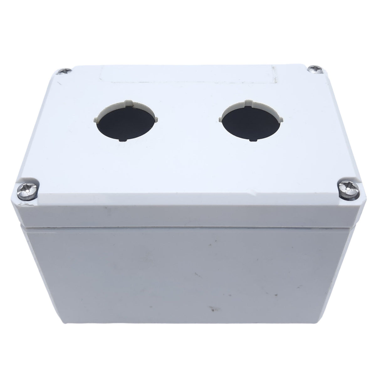 Used Hoffman Q-2PBPCDM Pushbutton Box Enclosure, Outer Dim. 120mm x 80mm *Added Hole"