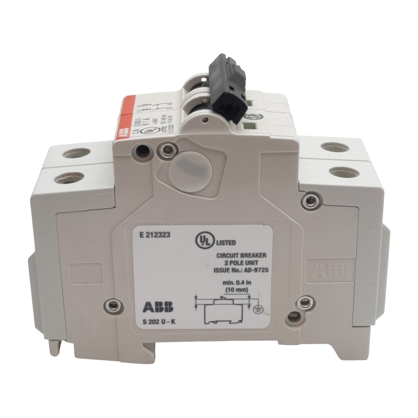 Used ABB S202U-K1 Circuit Breaker, 2-Poles, 1A 240VAC, K-Curve, DIN Rail Mount