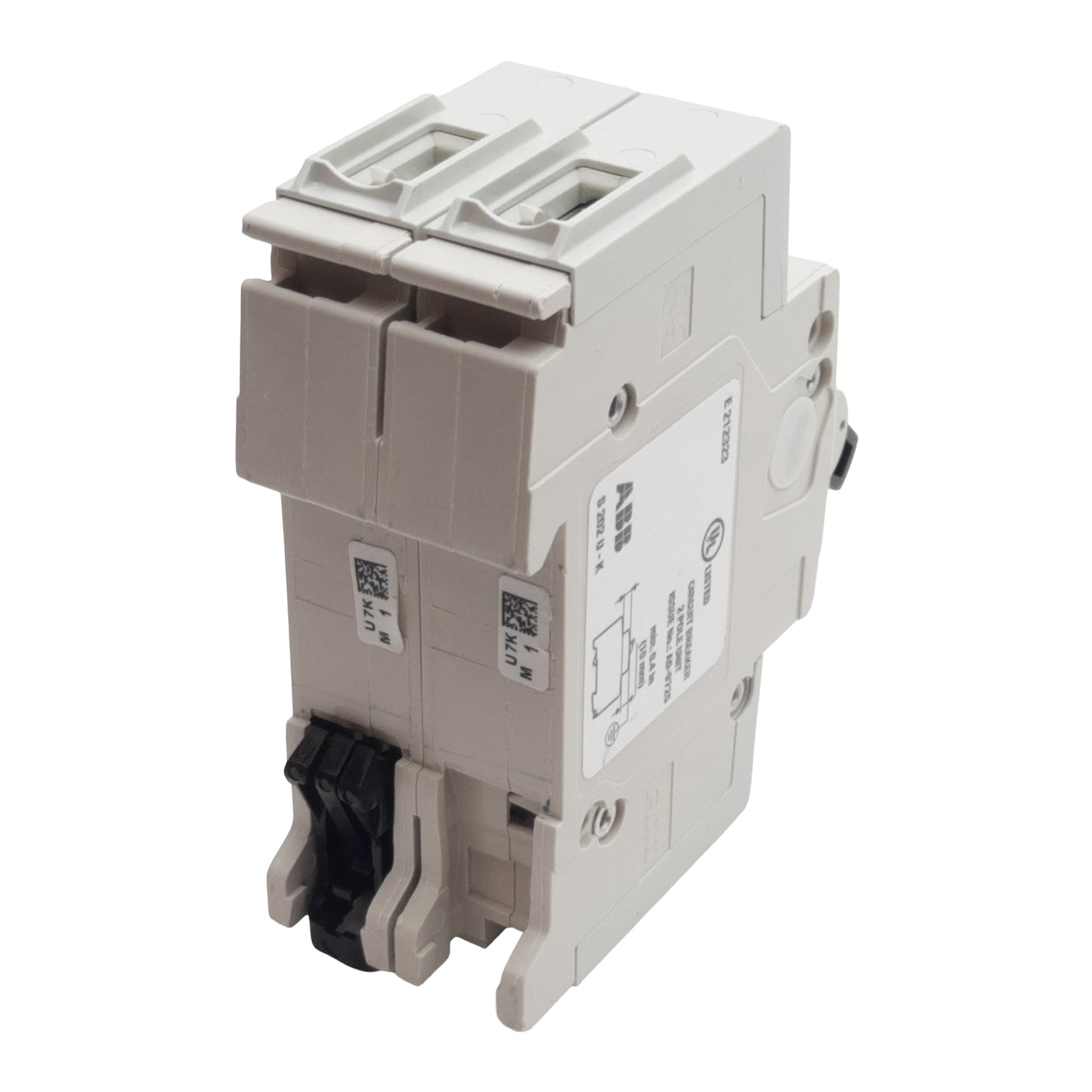 Used ABB S202U-K1 Circuit Breaker, 2-Poles, 1A 240VAC, K-Curve, DIN Rail Mount