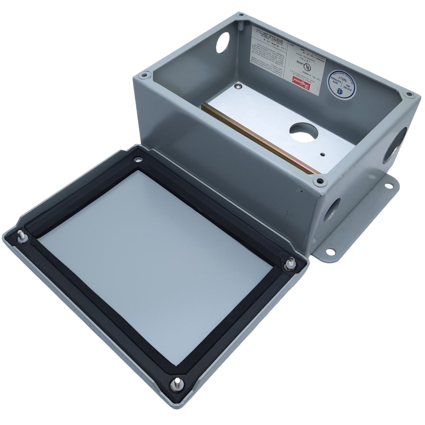 Used Hoffman A806SC Steel Screw Top Enclosure, In.Dims. 203 x 152 x 89mm *Added Holes