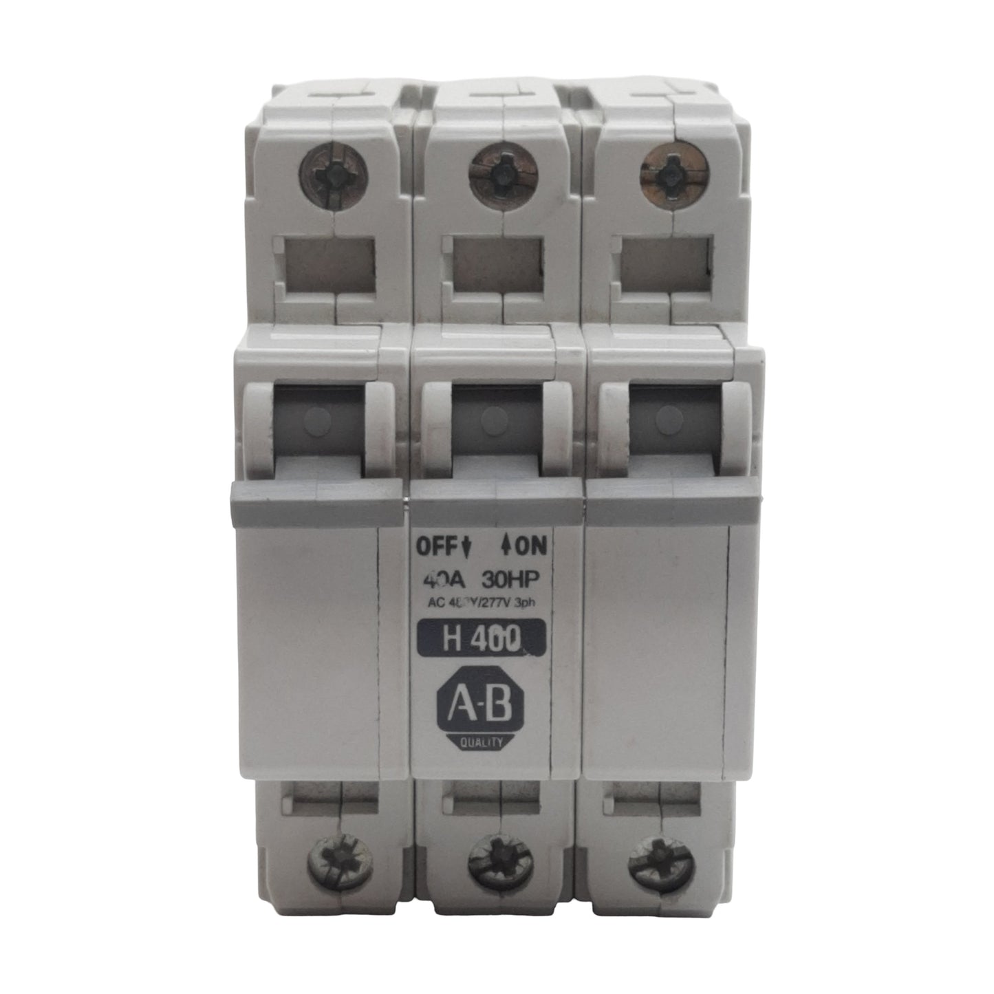 Used Allen Bradley 1492-CB3H400 Circuit Breaker, 3-Pole, 3-PH, 40A 480Y/277VAC 65VDC