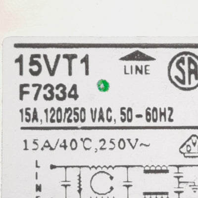 Used Corcom 15VT1 High Performance RFI Power Line Filter, 120/250VAC, 15A, 6.3mm
