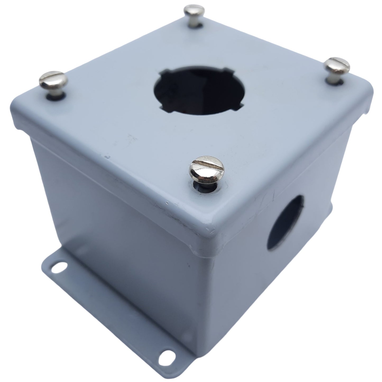 Used Hoffman E1PB Steel Pushbutton Enclosure, Dims. 89mm x 83mm x 70mm *Added Hole*