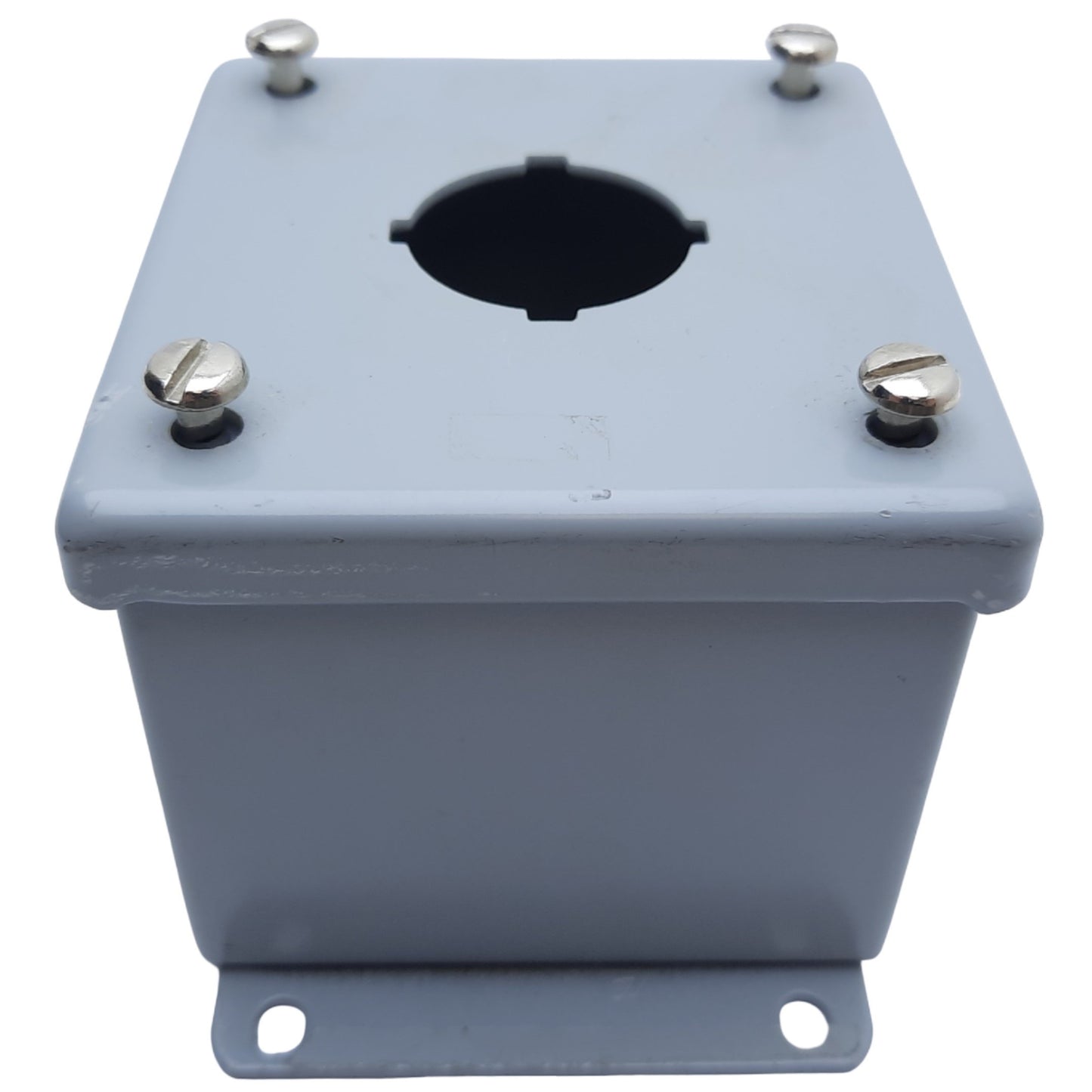 Used Hoffman E1PB Steel Pushbutton Enclosure, Dims. 89mm x 83mm x 70mm *Added Hole*