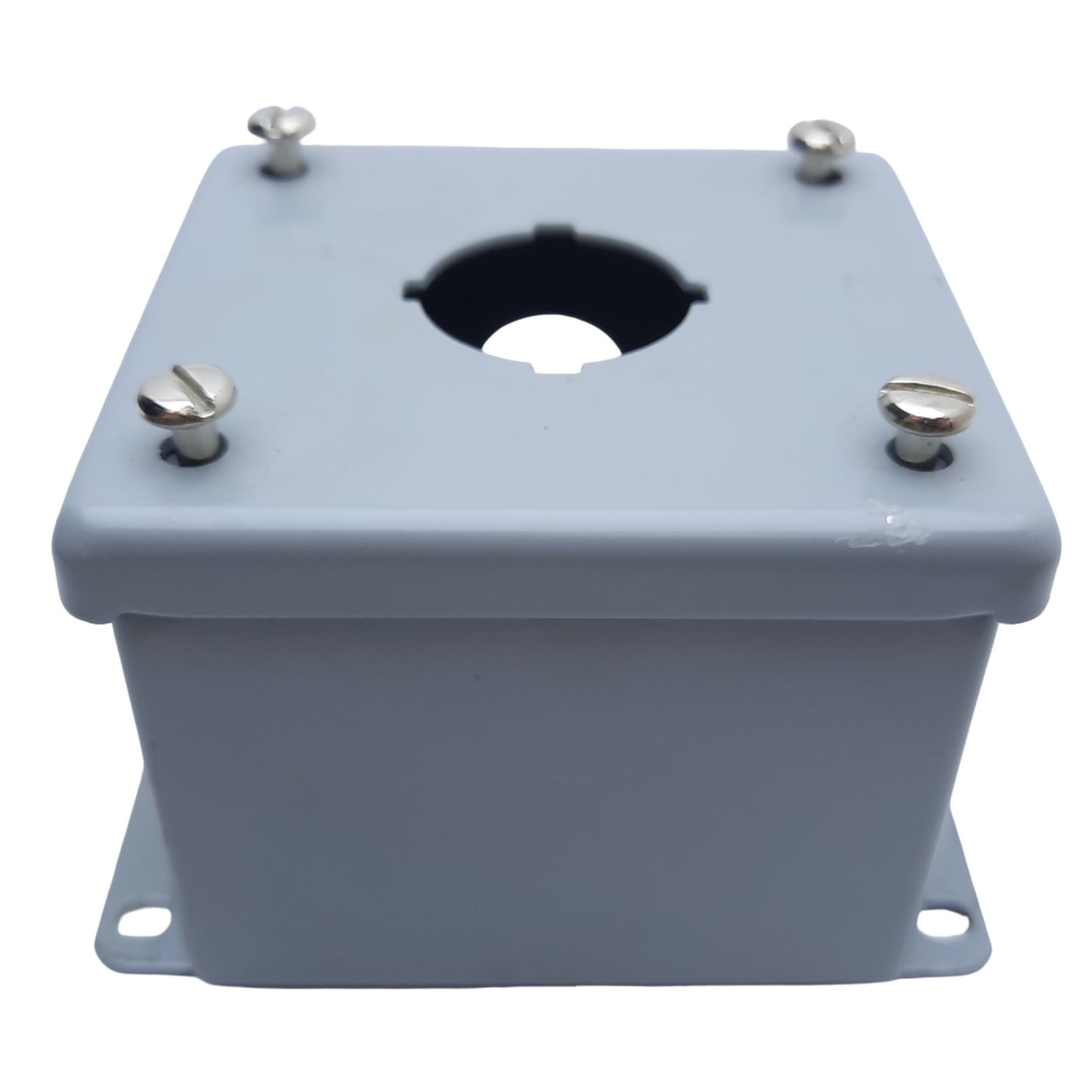 Used Hoffman E1PB Steel Pushbutton Enclosure, Dims. 89mm x 83mm x 70mm *Added Hole*