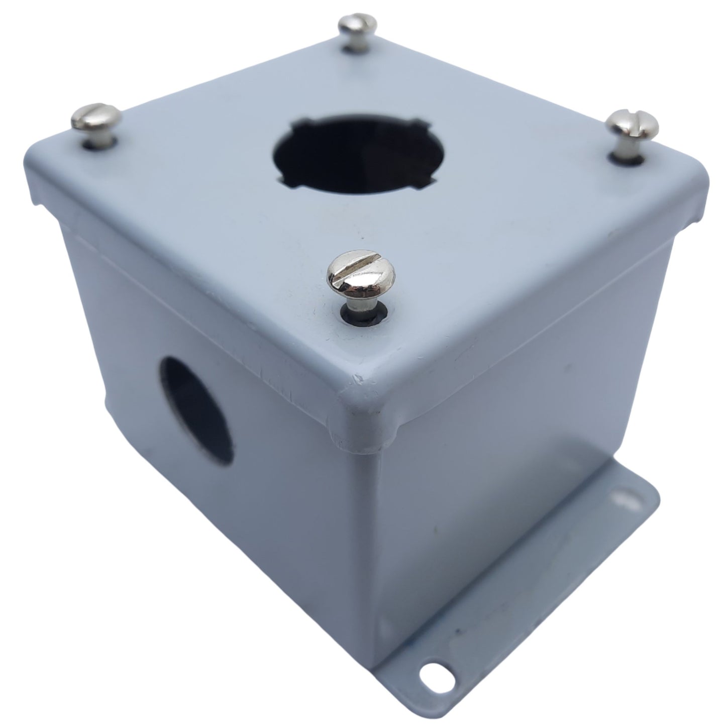 Used Hoffman E1PB Steel Pushbutton Enclosure, Dims. 89mm x 83mm x 70mm *Added Hole*