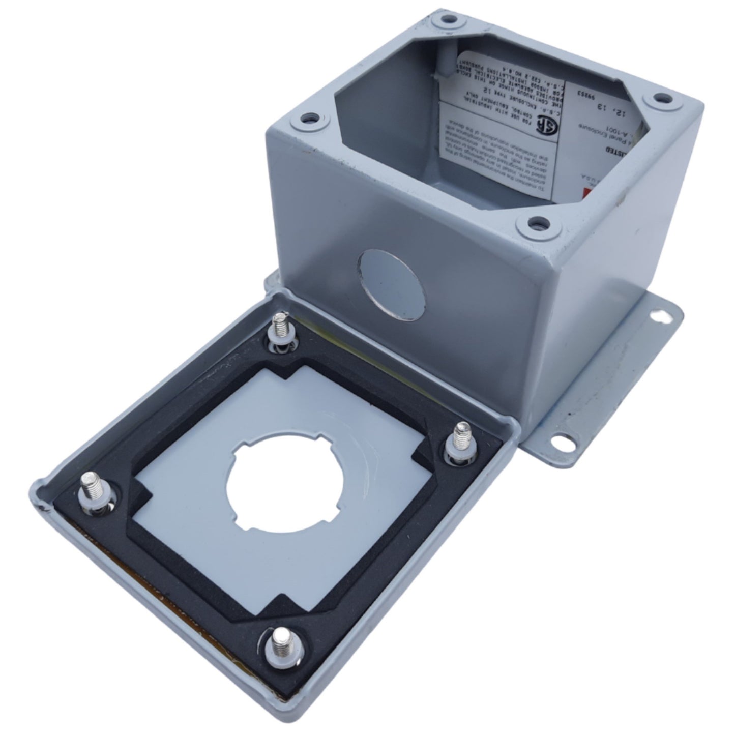 Used Hoffman E1PB Steel Pushbutton Enclosure, Dims. 89mm x 83mm x 70mm *Added Hole*
