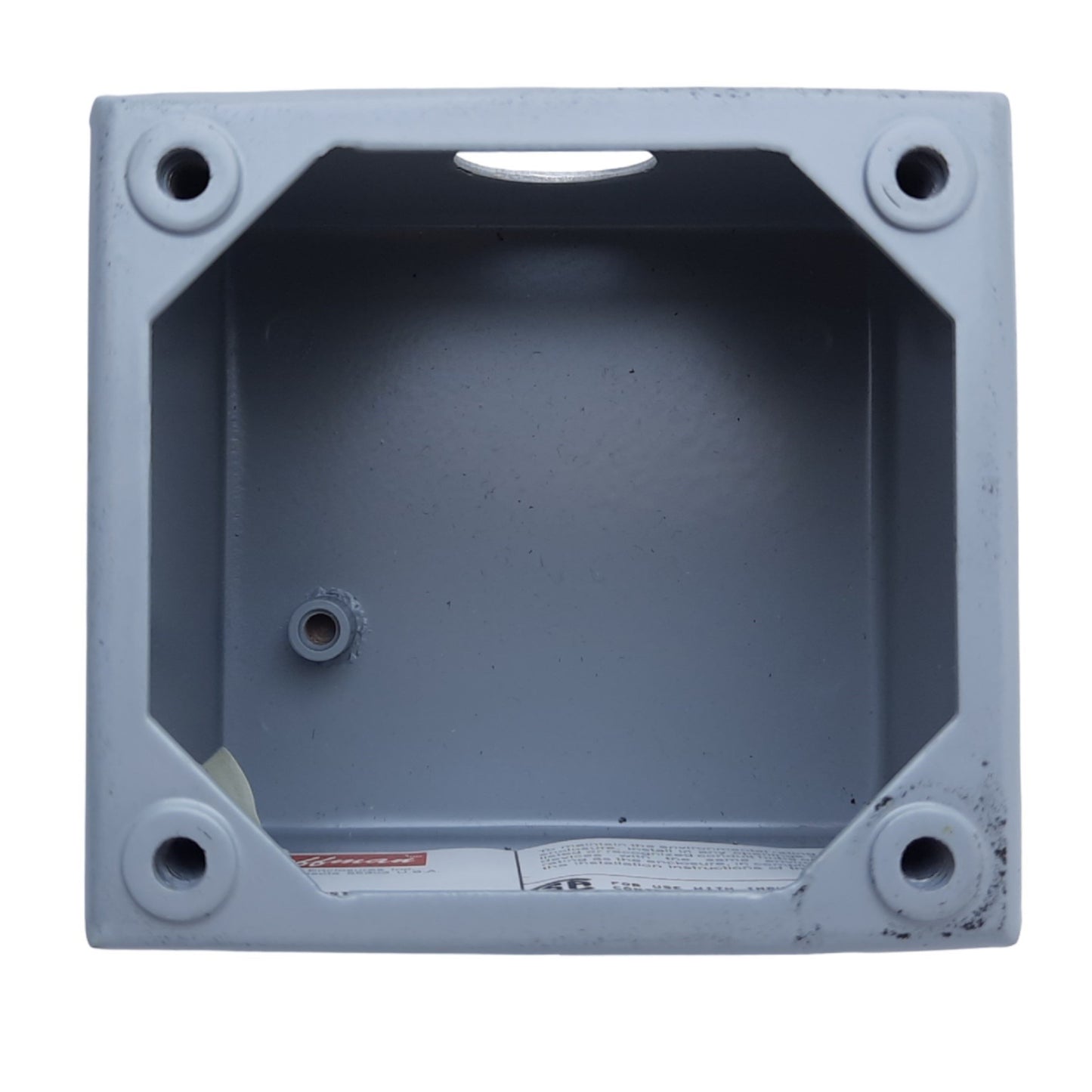 Used Hoffman E1PB Steel Pushbutton Enclosure, Dims. 89mm x 83mm x 70mm *Added Hole*