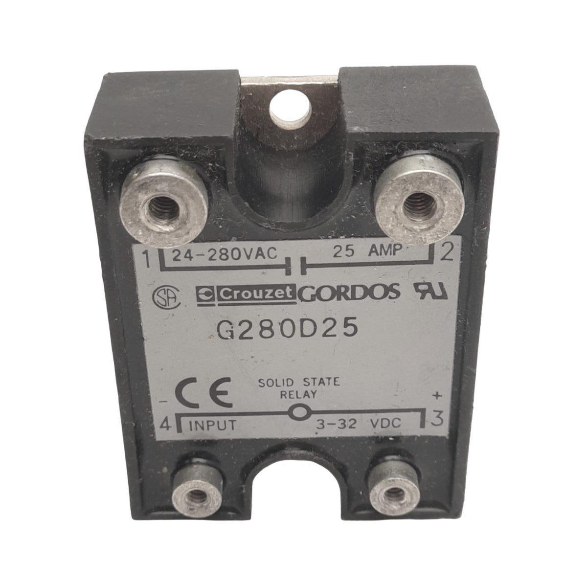 Used Gordos G280D25 Solid State Relay, SPST-NO, 24-280VAC 25A Max, 3-32VDC Input