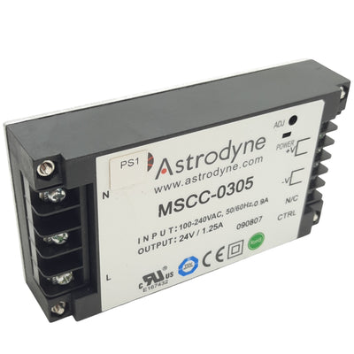 Used Astrodyne MSCC-0305 Power Supply, Input 100-240VAC-0.9A, Output 24V-1.25A