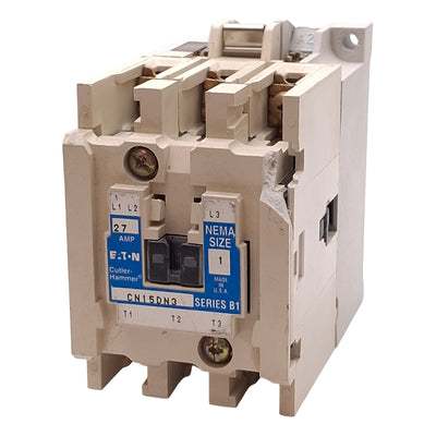 Used Eaton Cutler-Hammer CN15DN3 Contactor 3P 27A 10HP @ 575VAC 120VAC Coil *Plastic*