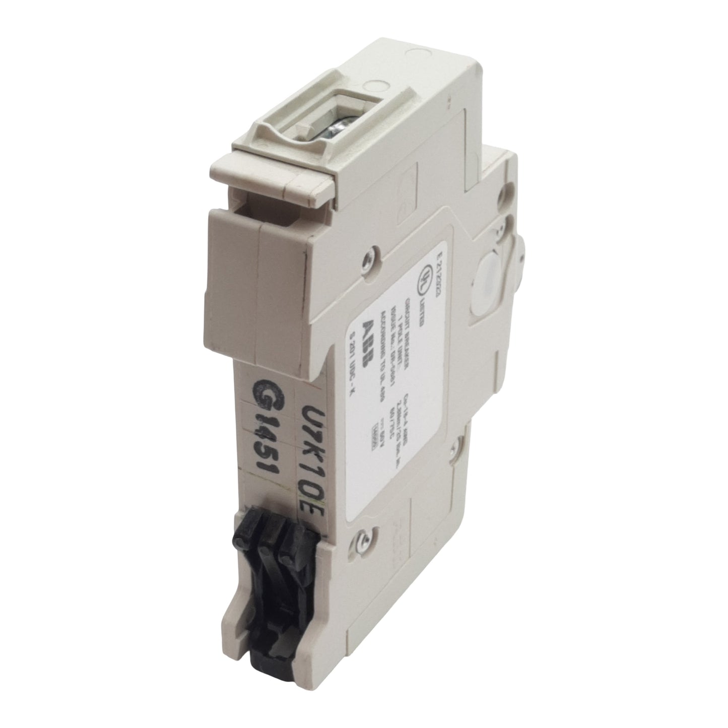 Used ABB S201UDC-K10A Circuit Breaker, 1-Pole, 10A 60VDC, K-Curve, DIN Rail