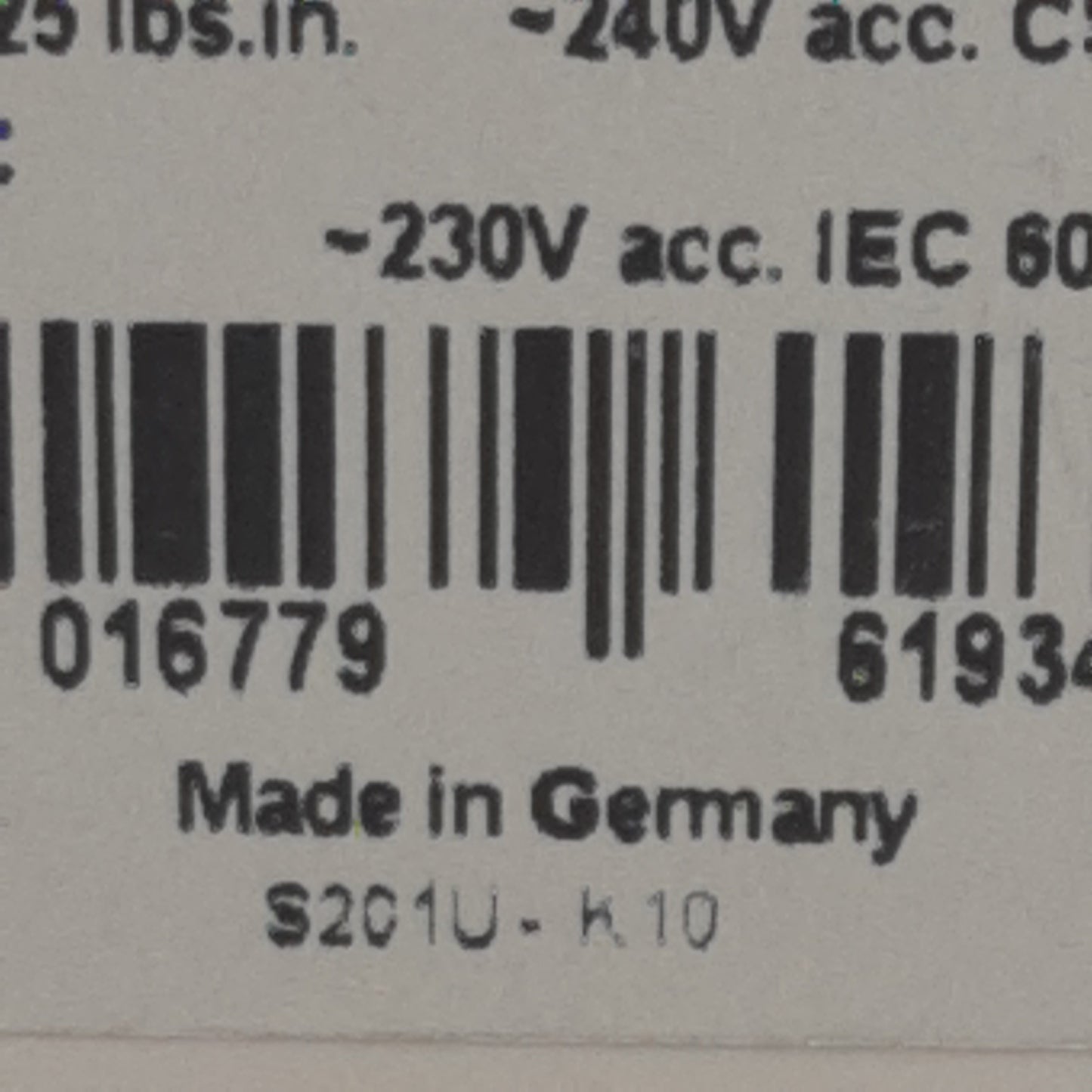 Used Lot of 2 ABB S201U-K10 Circuit Breaker, 1-Pole, 10A 240VAC, K-Curve, DIN Rail