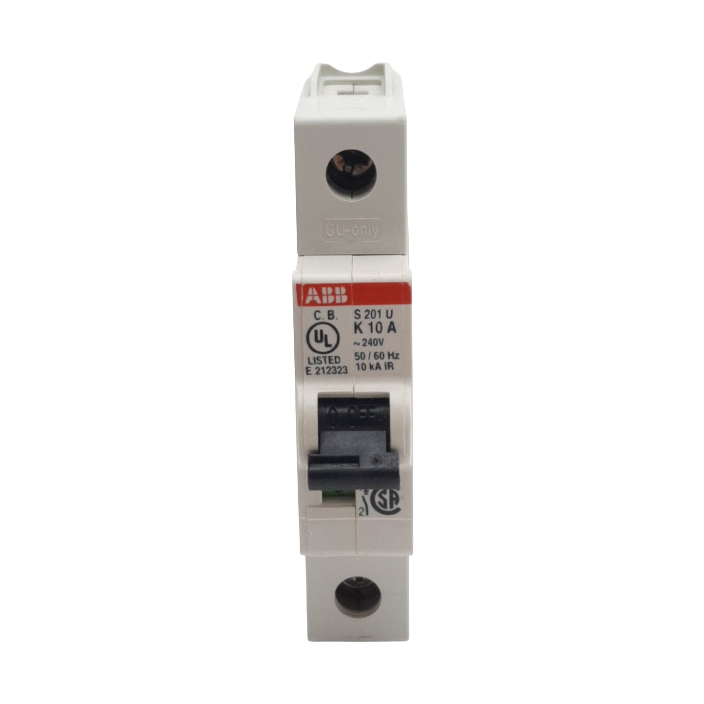 Used Lot of 2 ABB S201U-K10 Circuit Breaker, 1-Pole, 10A 240VAC, K-Curve, DIN Rail