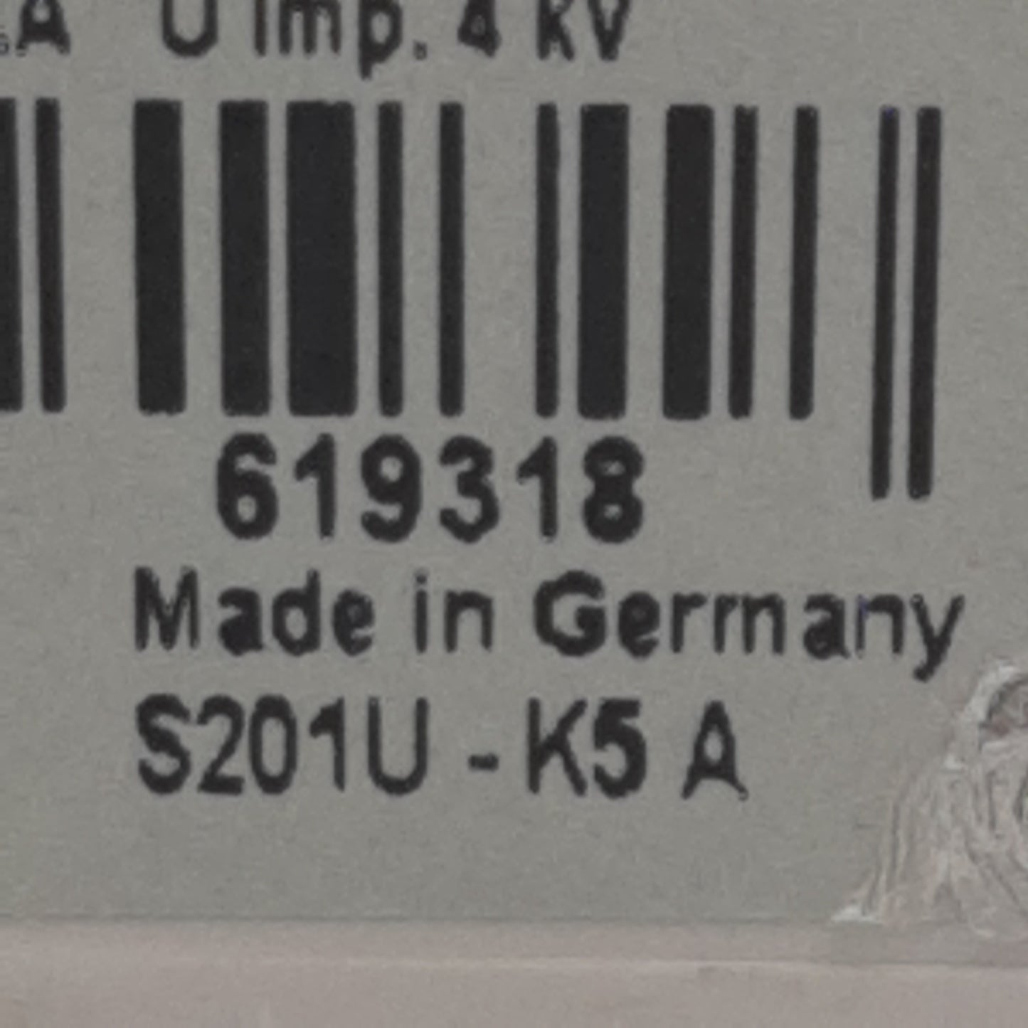 New – Open box ABB S201U-K5A Circuit Breaker, 1-Pole, 5A 240VAC, K-Curve, DIN Rail Mount