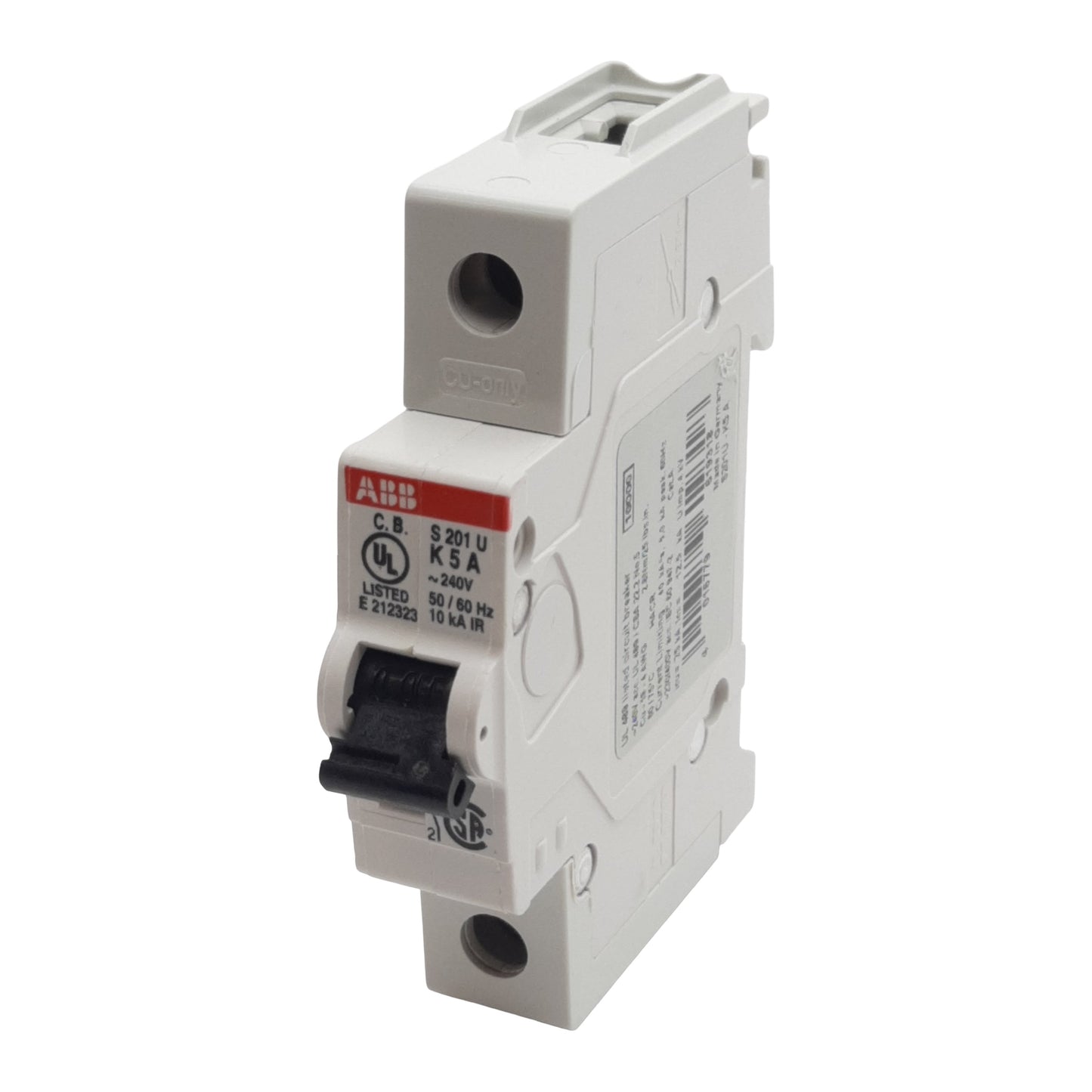 New – Open box ABB S201U-K5A Circuit Breaker, 1-Pole, 5A 240VAC, K-Curve, DIN Rail Mount