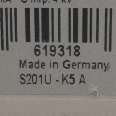 Used ABB S201U-K5A Circuit Breaker 1-Pole, 5A 240VAC, K-Curve, DIN Rail Mount
