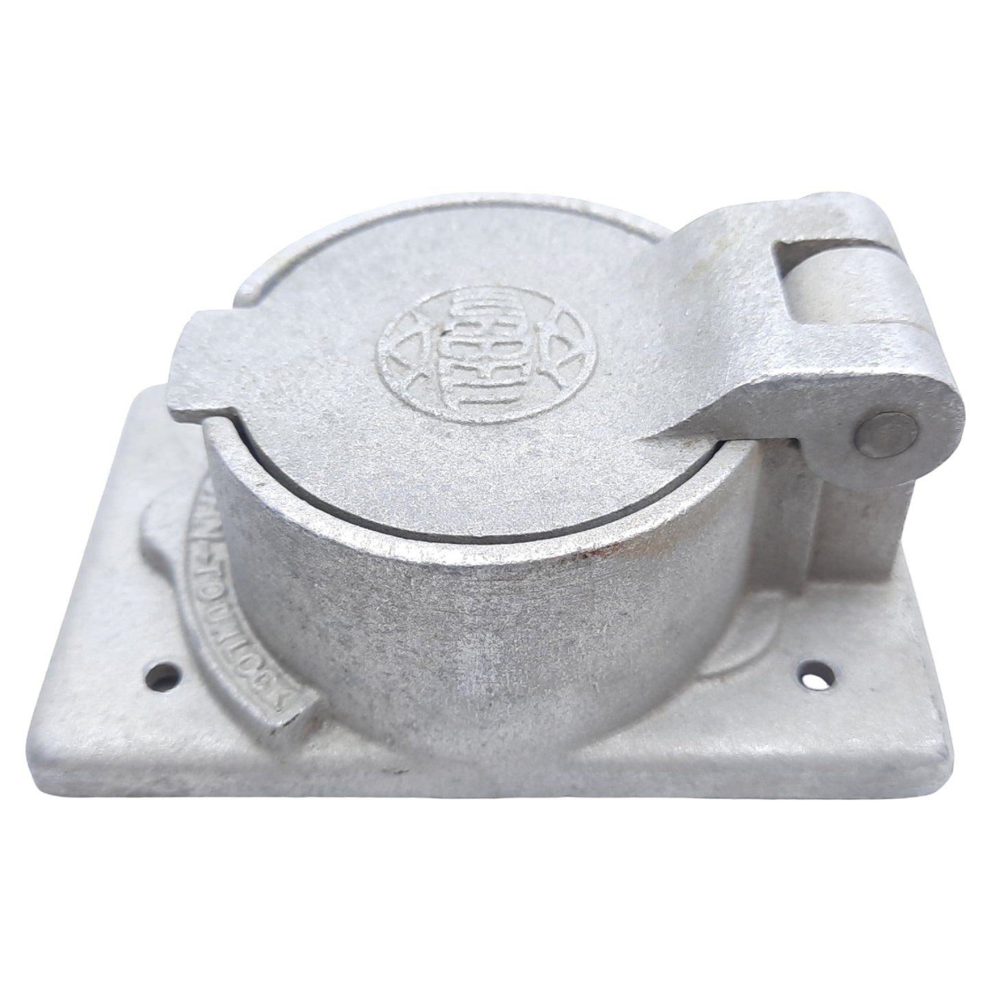 Used Hubbell HBL7382 Twist-Lock Receptacle Plate, Cast Aluminum w/ Lift Cover, 50 A
