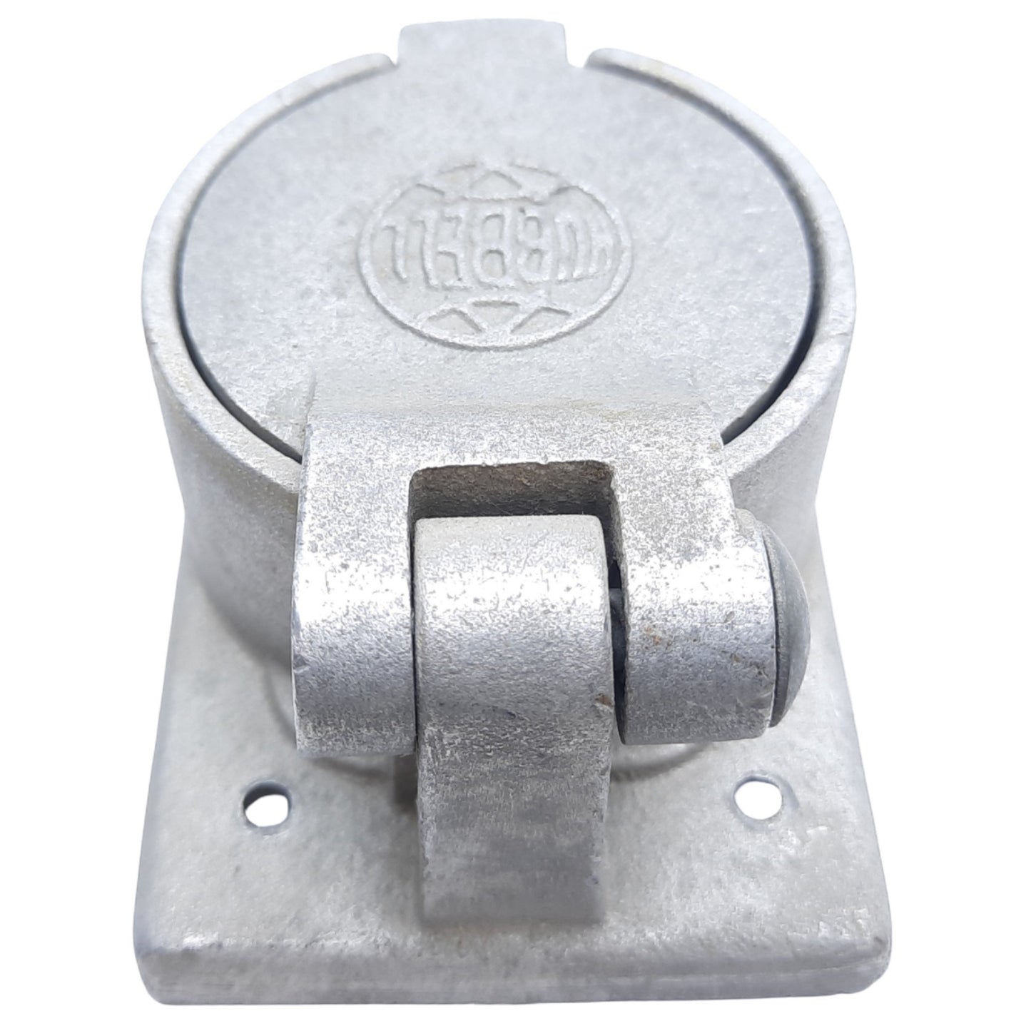 Used Hubbell HBL7382 Twist-Lock Receptacle Plate, Cast Aluminum w/ Lift Cover, 50 A