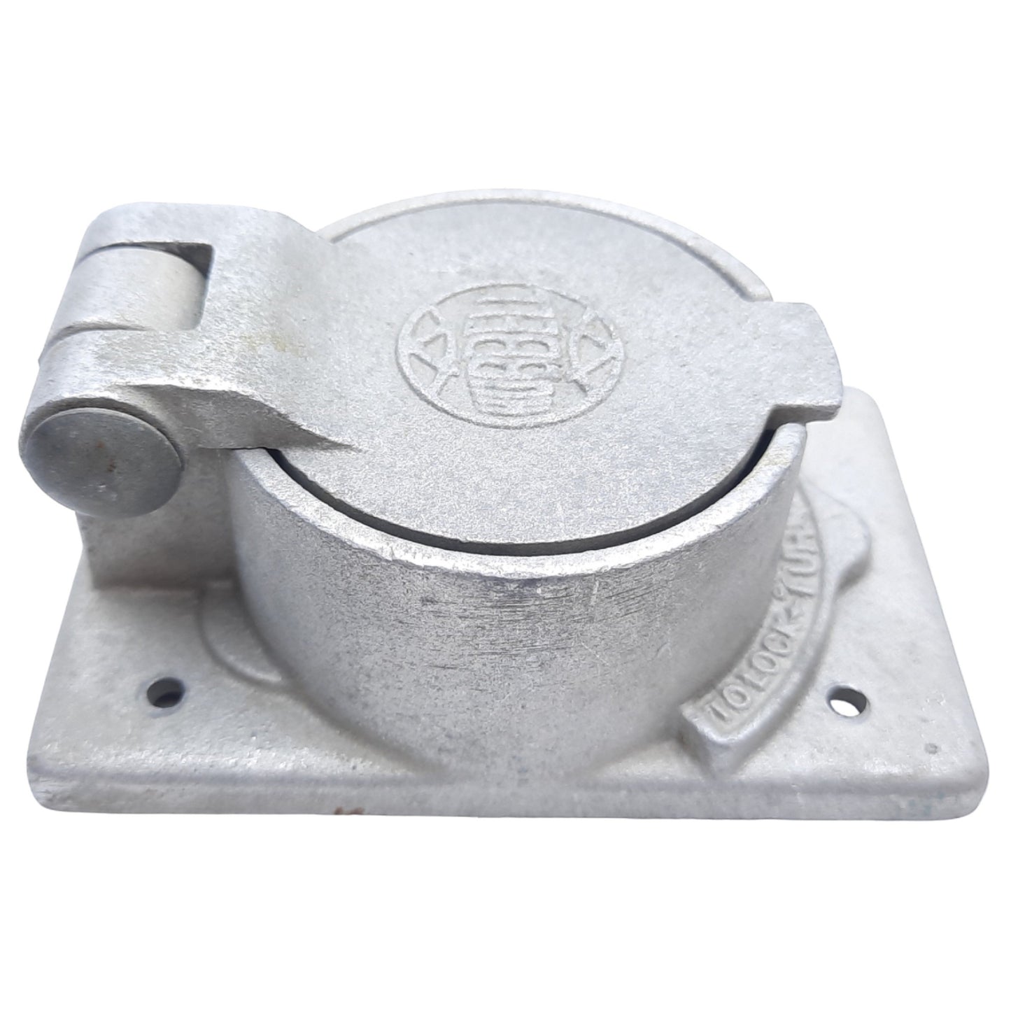 Used Hubbell HBL7382 Twist-Lock Receptacle Plate, Cast Aluminum w/ Lift Cover, 50 A