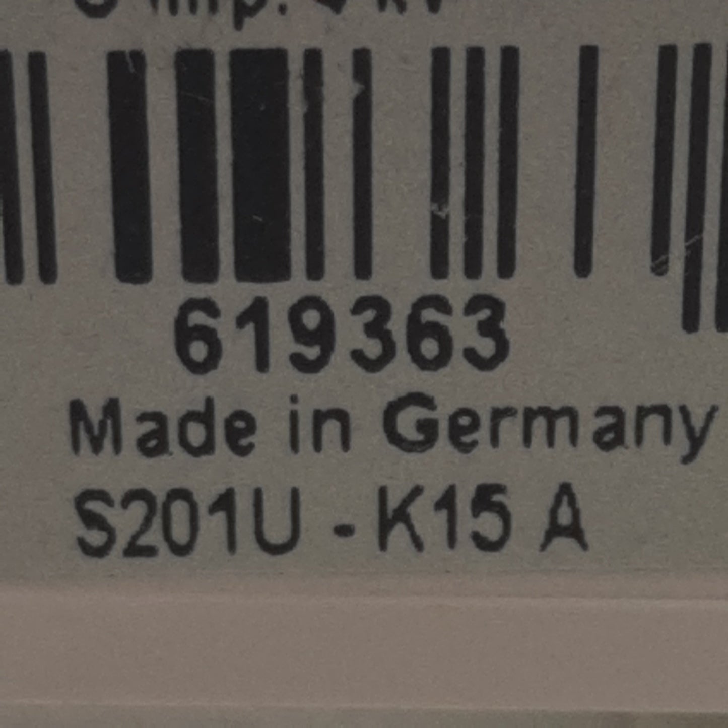 Used Lot of 2 ABB S201U-K15A Circuit Breaker, 1-Pole, 15A 240VAC, K-Curve, DIN Rail