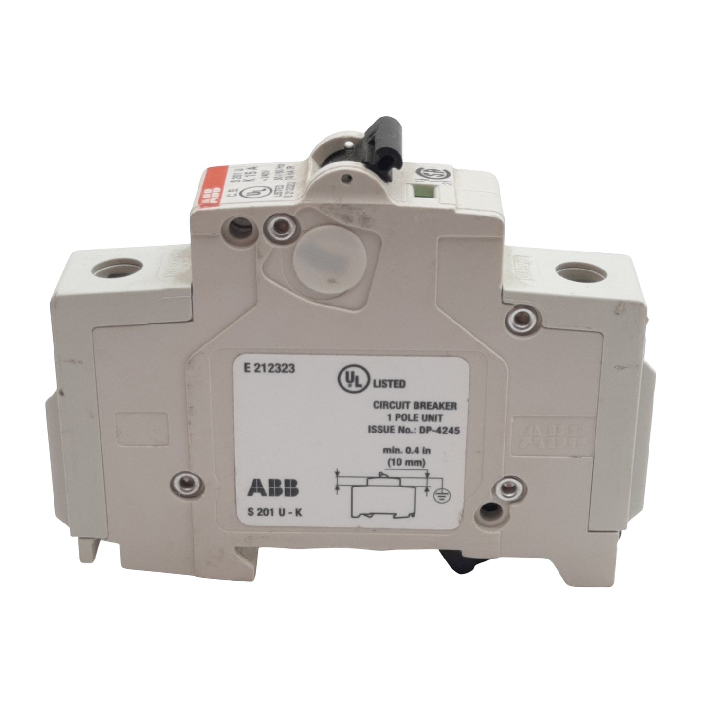 Used Lot of 2 ABB S201U-K15A Circuit Breaker, 1-Pole, 15A 240VAC, K-Curve, DIN Rail