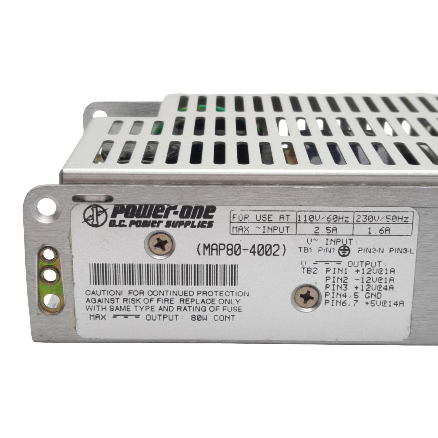 New Power-One MAP80-4002 Multi-Out Power Supply, 110/230VAC In, 80W +12/-12/5VDC Out