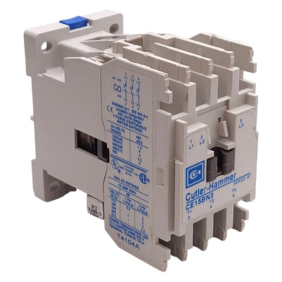 Used Cutler-Hammer CE15BN3 Contactor, 3-Pole, 10A, 7.5HP @ 575VAC, 24VDC Coil