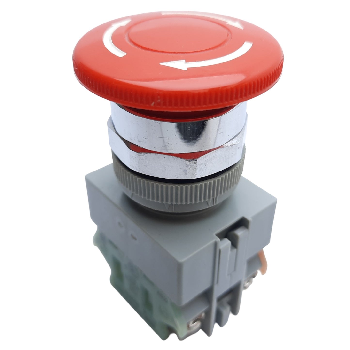 Used Idec AVW000 Emergency Stop Push-Twist Button, ø22mm, 1NO - 1NC, 10A 600V AC