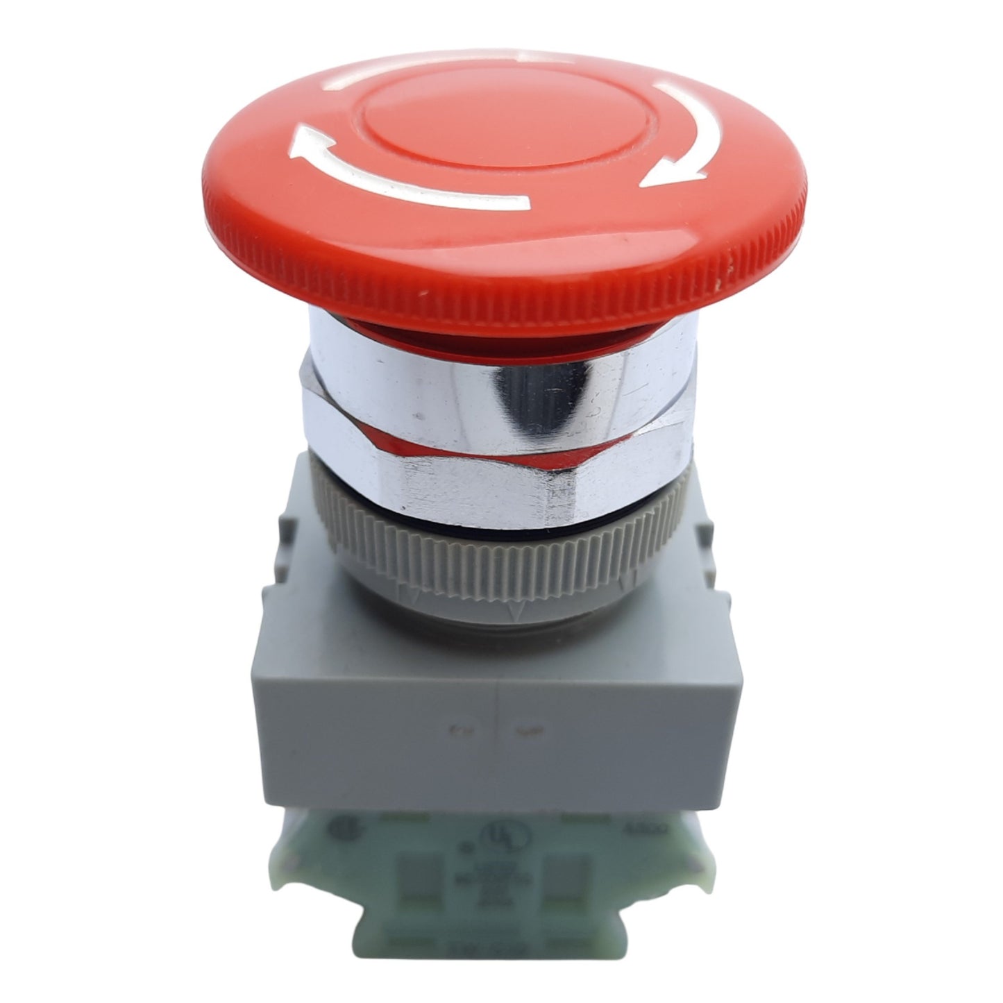 Used Idec AVW000 Emergency Stop Push-Twist Button, ø22mm, 1NO - 1NC, 10A 600V AC