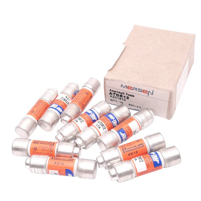 New Lot of 10 Mersen ATDR12 Amp-Trap Time-Delay Fuses, 600VAC/300VDC 12A, Class CC
