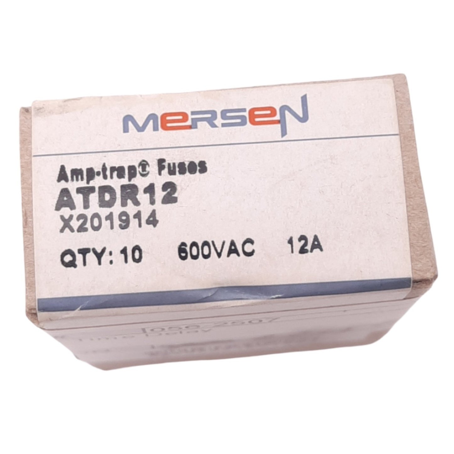 New Lot of 10 Mersen ATDR12 Amp-Trap Time-Delay Fuses, 600VAC/300VDC 12A, Class CC
