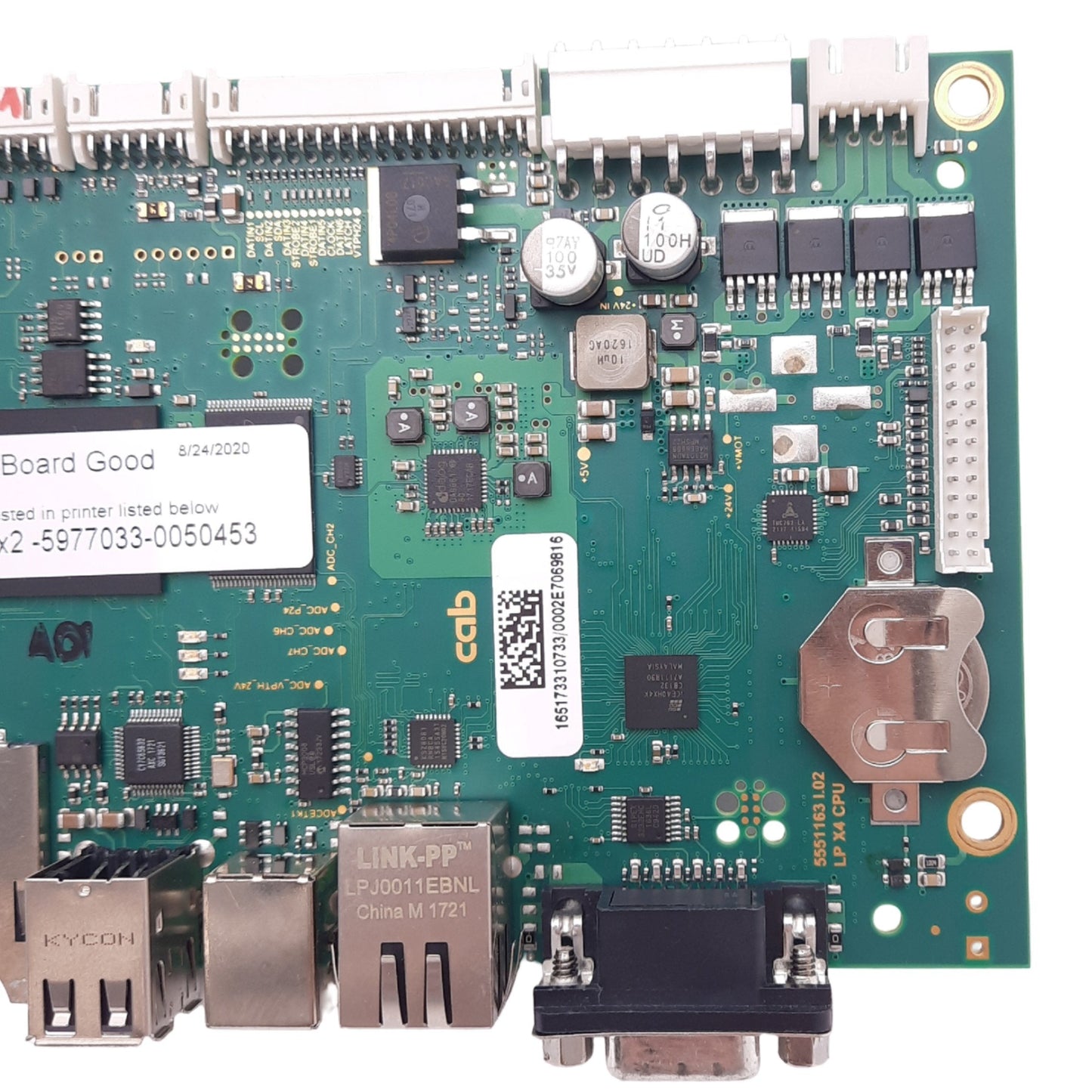 Used CAB 5551163 I.02 Circuit Board for CAB ER2/SQUIX Printers, RJ45, USB, DB9F