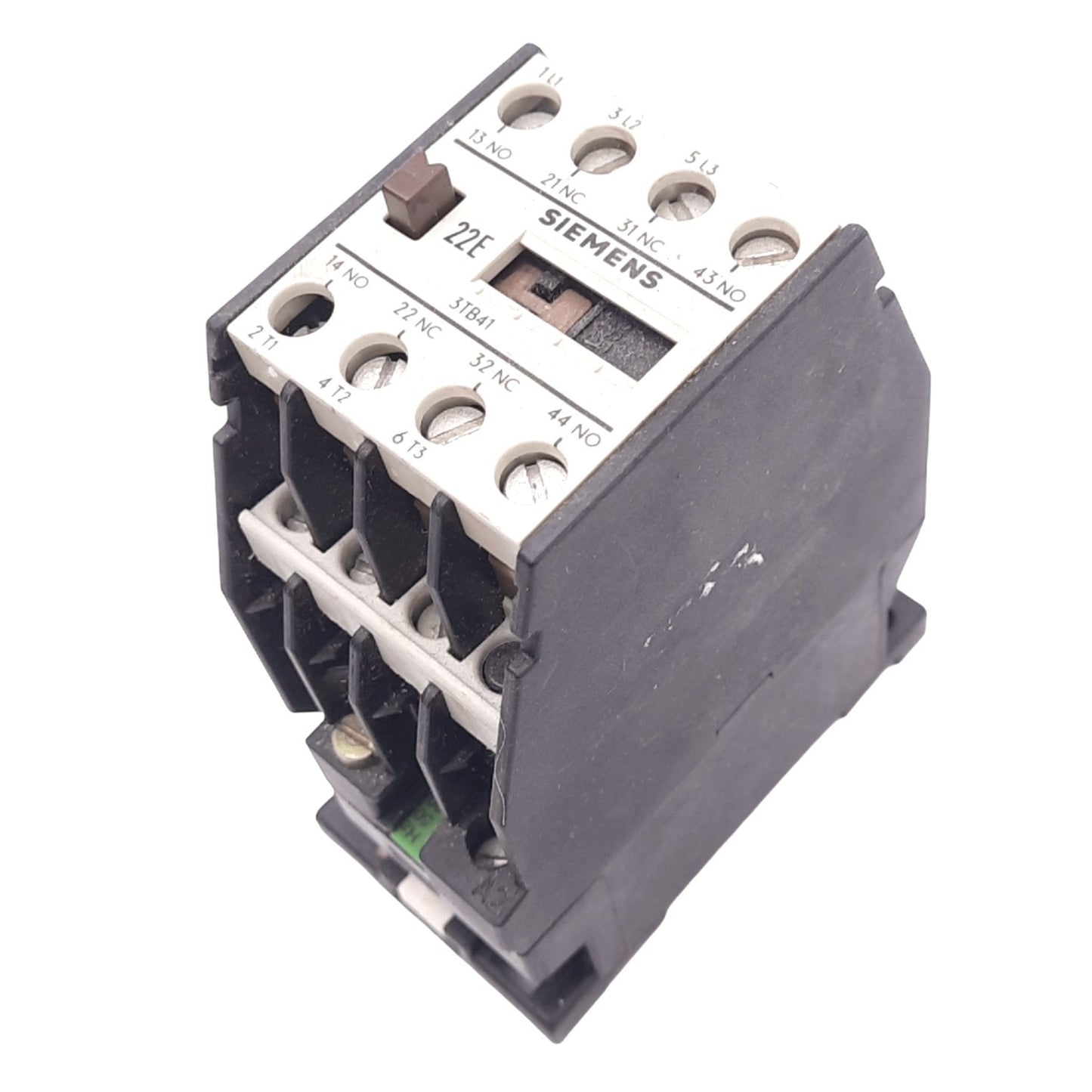 Used Siemens 3TB41 Contactor, 2NO 2NC, 7.5hp 460V Max, DIN Rail, 120VAC Coil
