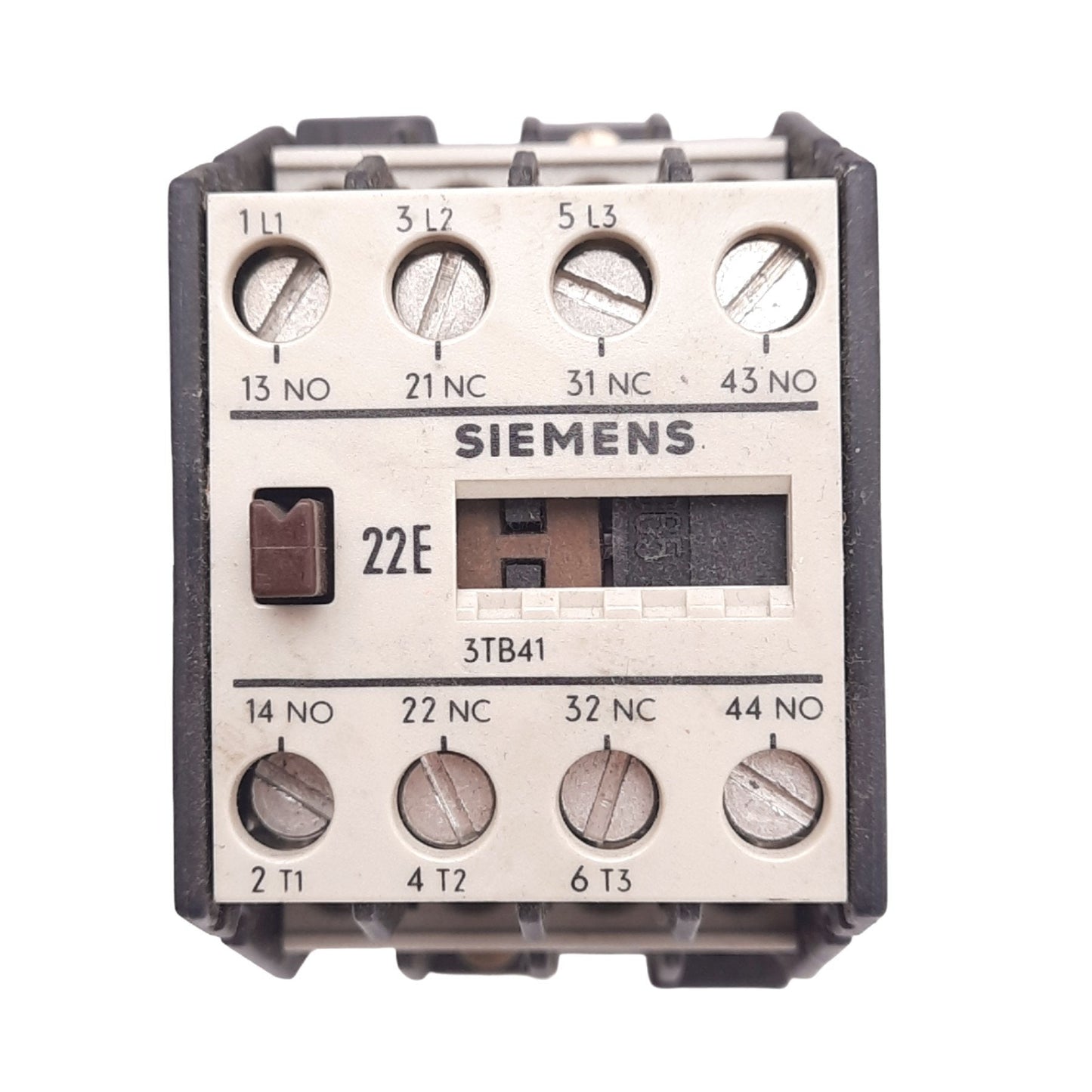 Used Siemens 3TB41 Contactor, 2NO 2NC, 7.5hp 460V Max, DIN Rail, 120VAC Coil