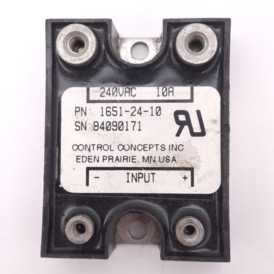 Used Control Concepts Inc 1651-24-10 Solid State Relay, SPST-NO, 240VAC 10A Max