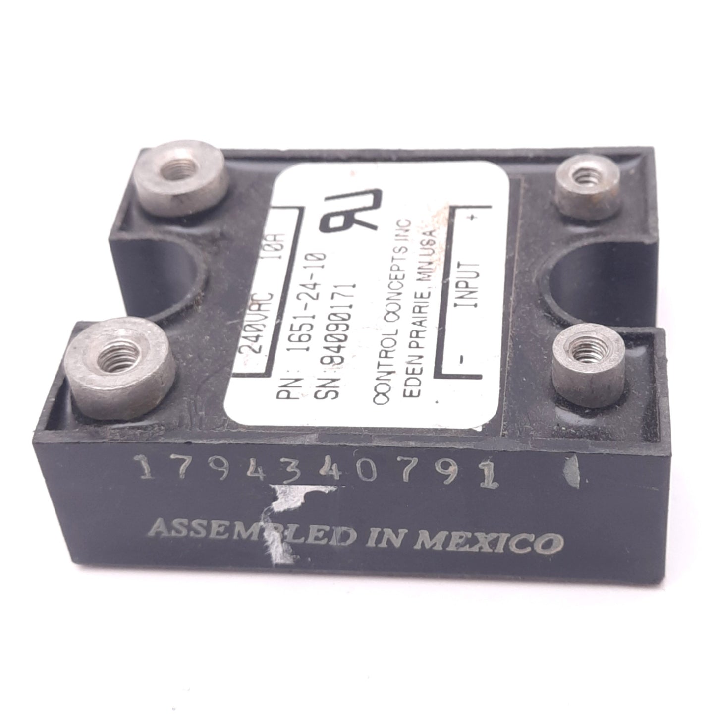 Used Control Concepts Inc 1651-24-10 Solid State Relay, SPST-NO, 240VAC 10A Max