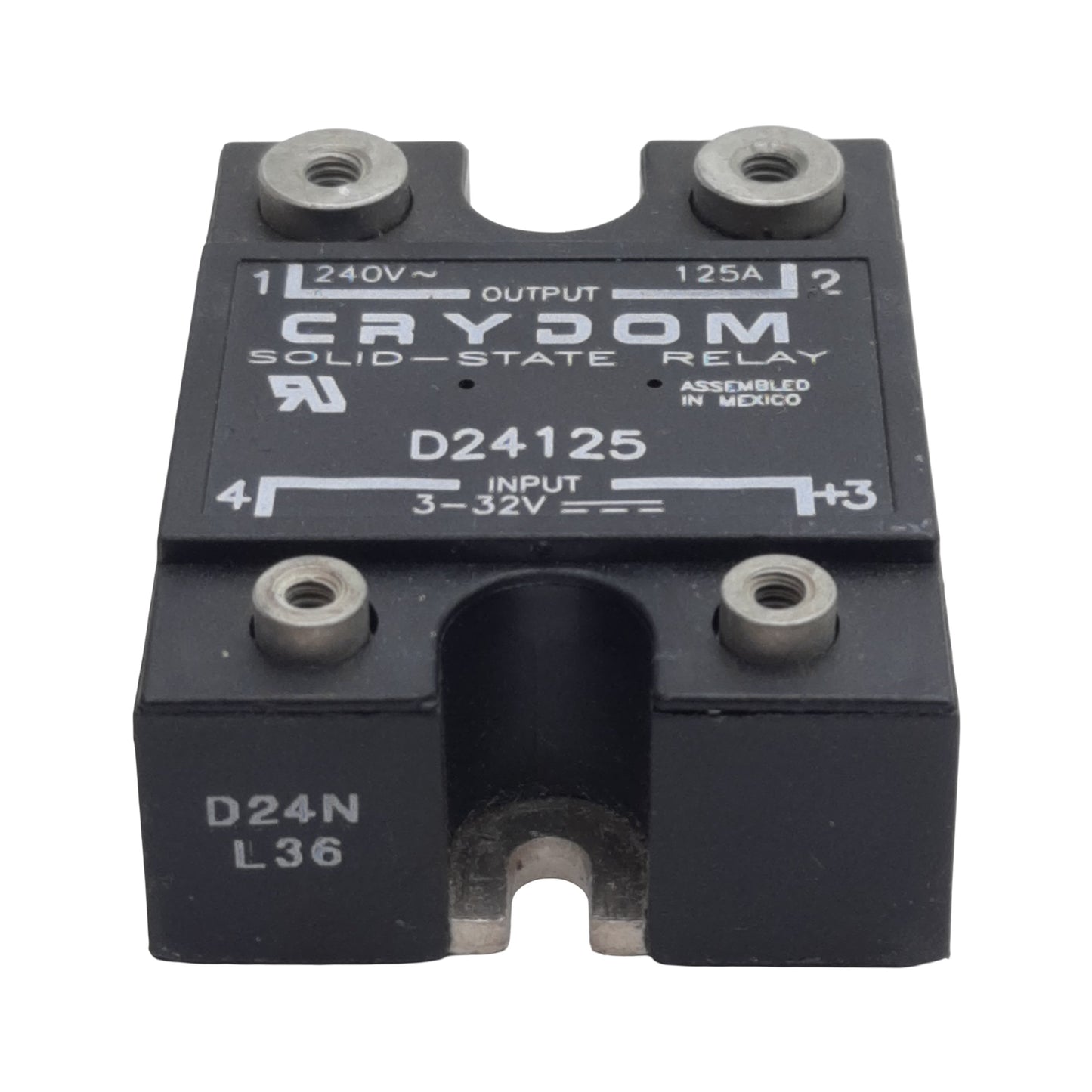 Used Crydom D24125 Solid-State Relay, SPST-NO, 3-32VDC In, 125A 240VAC Out
