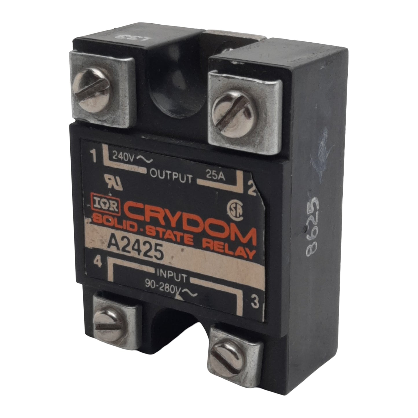 Used Crydom A2425 Solid-State Relay, SPST-NO, 90-280VAC In, 25A 240VAC Out