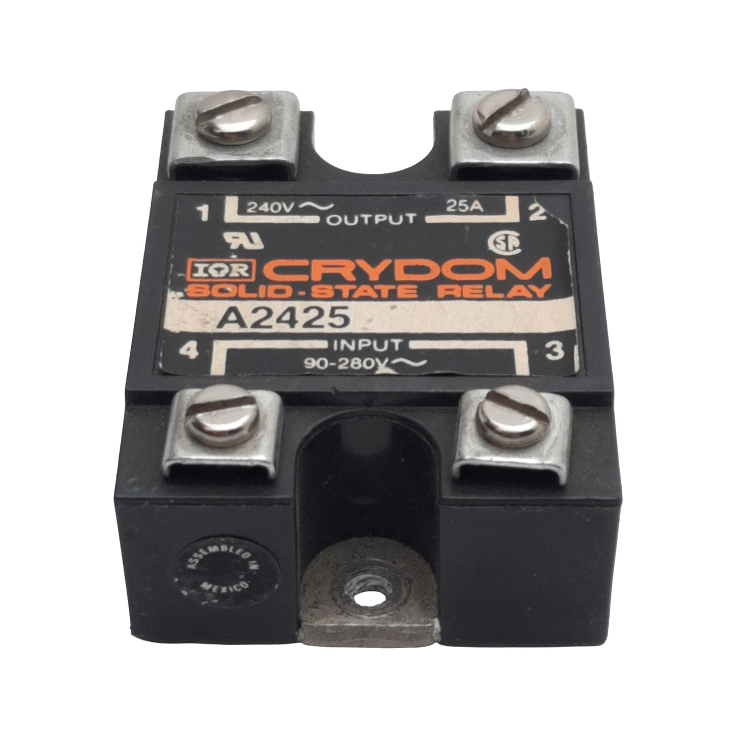 Used Crydom A2425 Solid-State Relay, SPST-NO, 90-280VAC In, 25A 240VAC Out