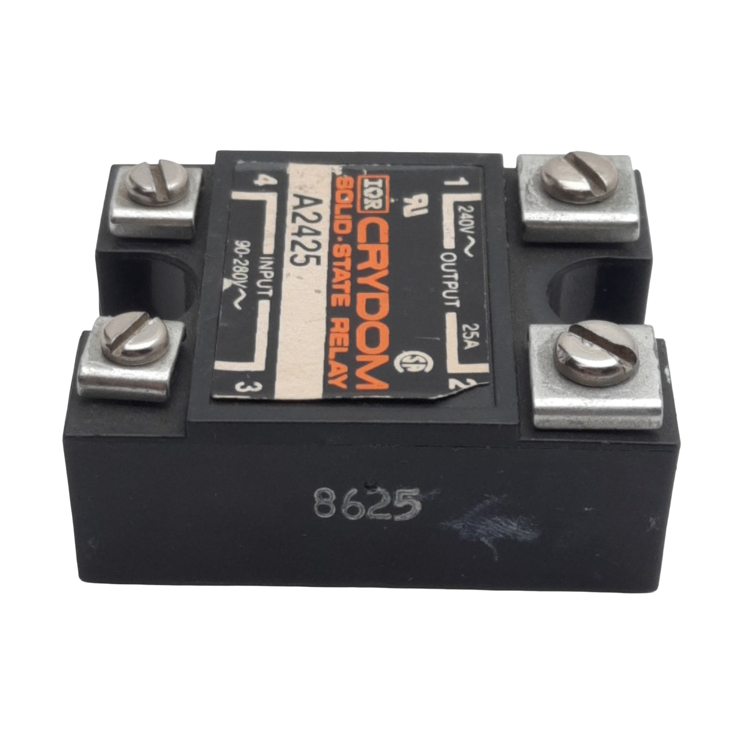Used Crydom A2425 Solid-State Relay, SPST-NO, 90-280VAC In, 25A 240VAC Out