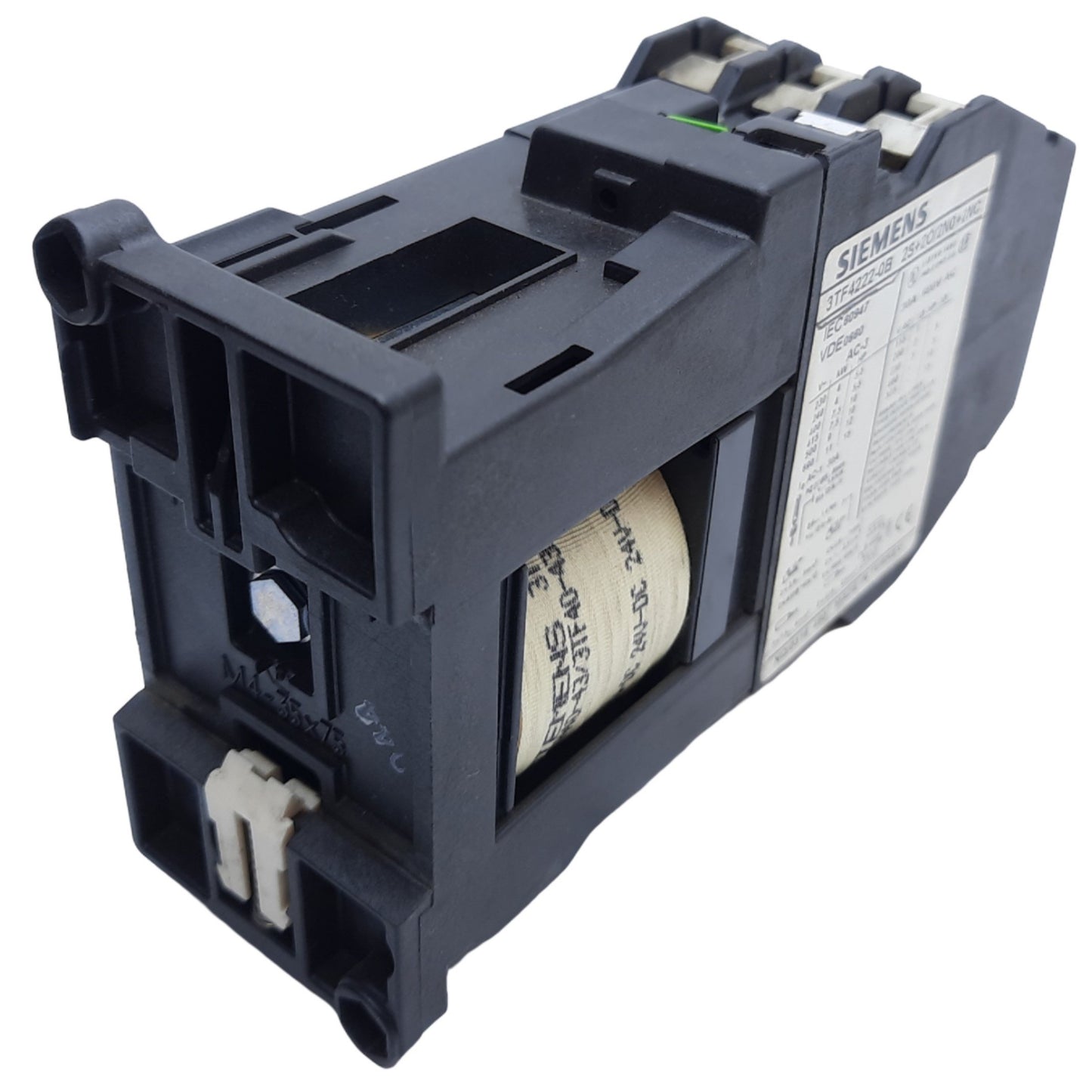 Used Siemens 3TF4222-0B Contactor Relay, 3-Poles, 2NO-2NC, 10HP at 460V, Coil 24V DC
