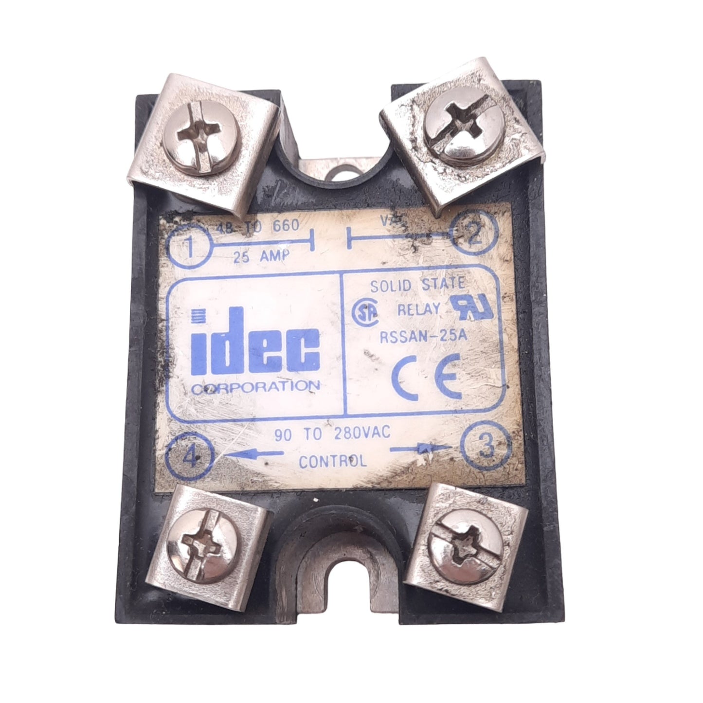 Used IDEC RSSAN-25A Solid State Relay, SPST-NO, 660VAC 25A Max, 90-280VAC Control