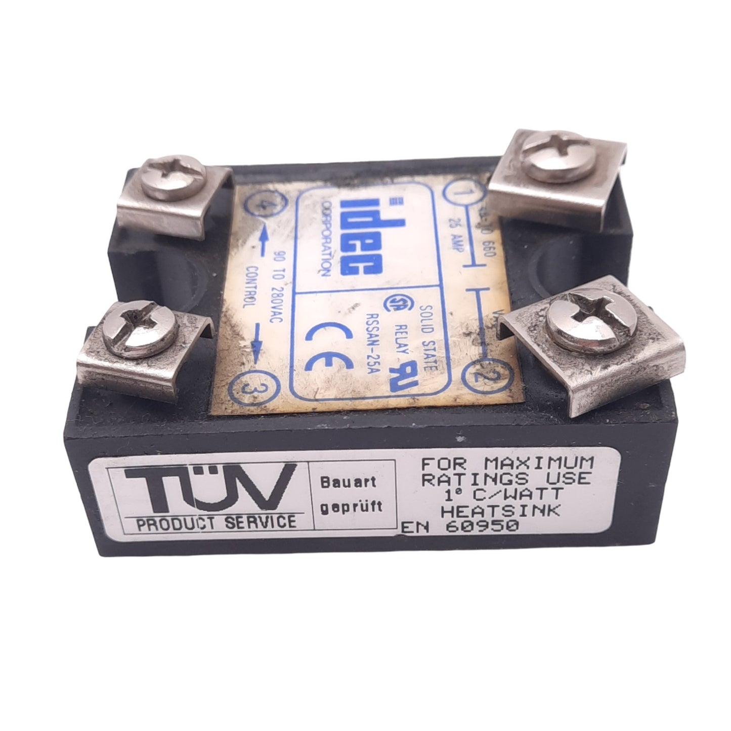 Used IDEC RSSAN-25A Solid State Relay, SPST-NO, 660VAC 25A Max, 90-280VAC Control