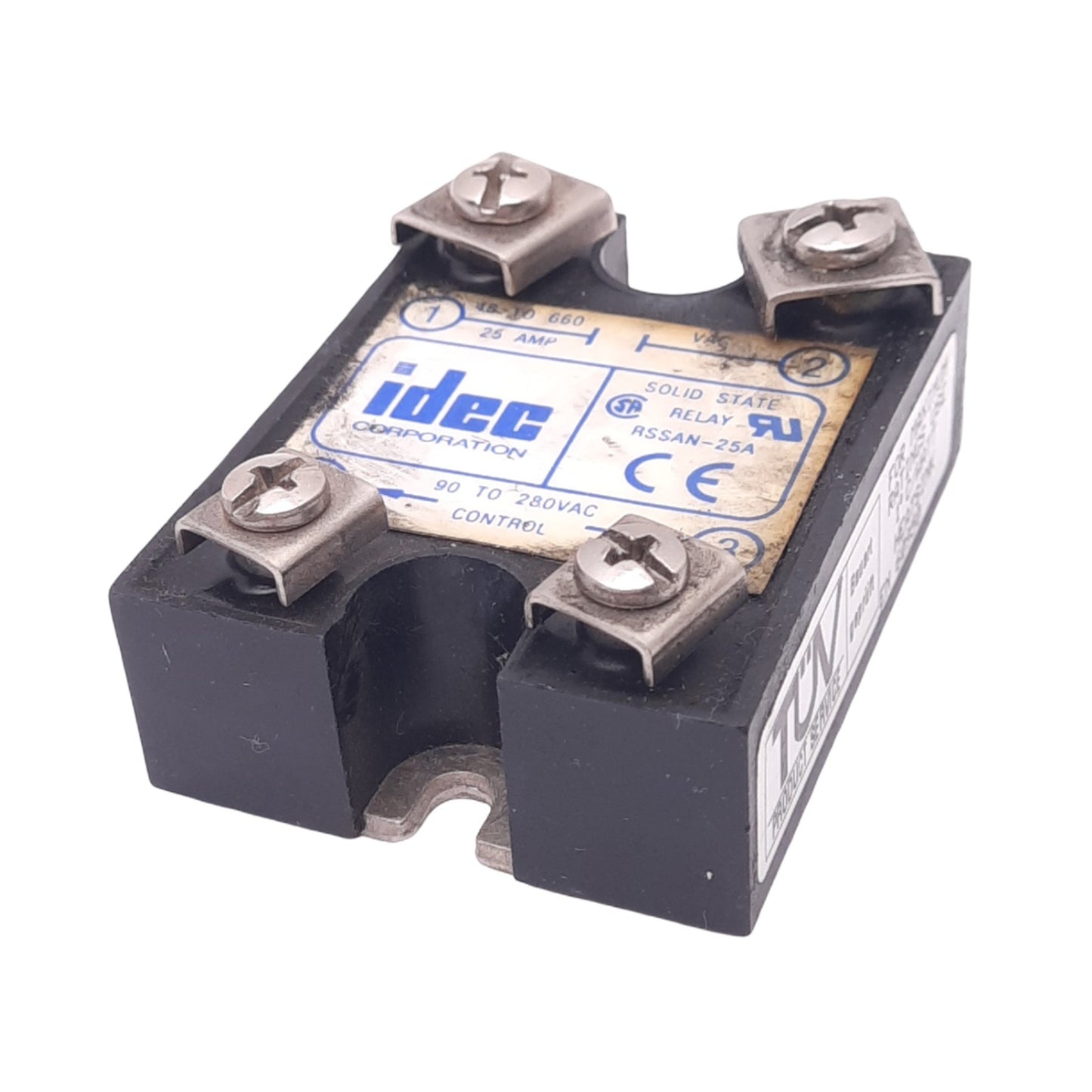 Used IDEC RSSAN-25A Solid State Relay, SPST-NO, 660VAC 25A Max, 90-280VAC Control