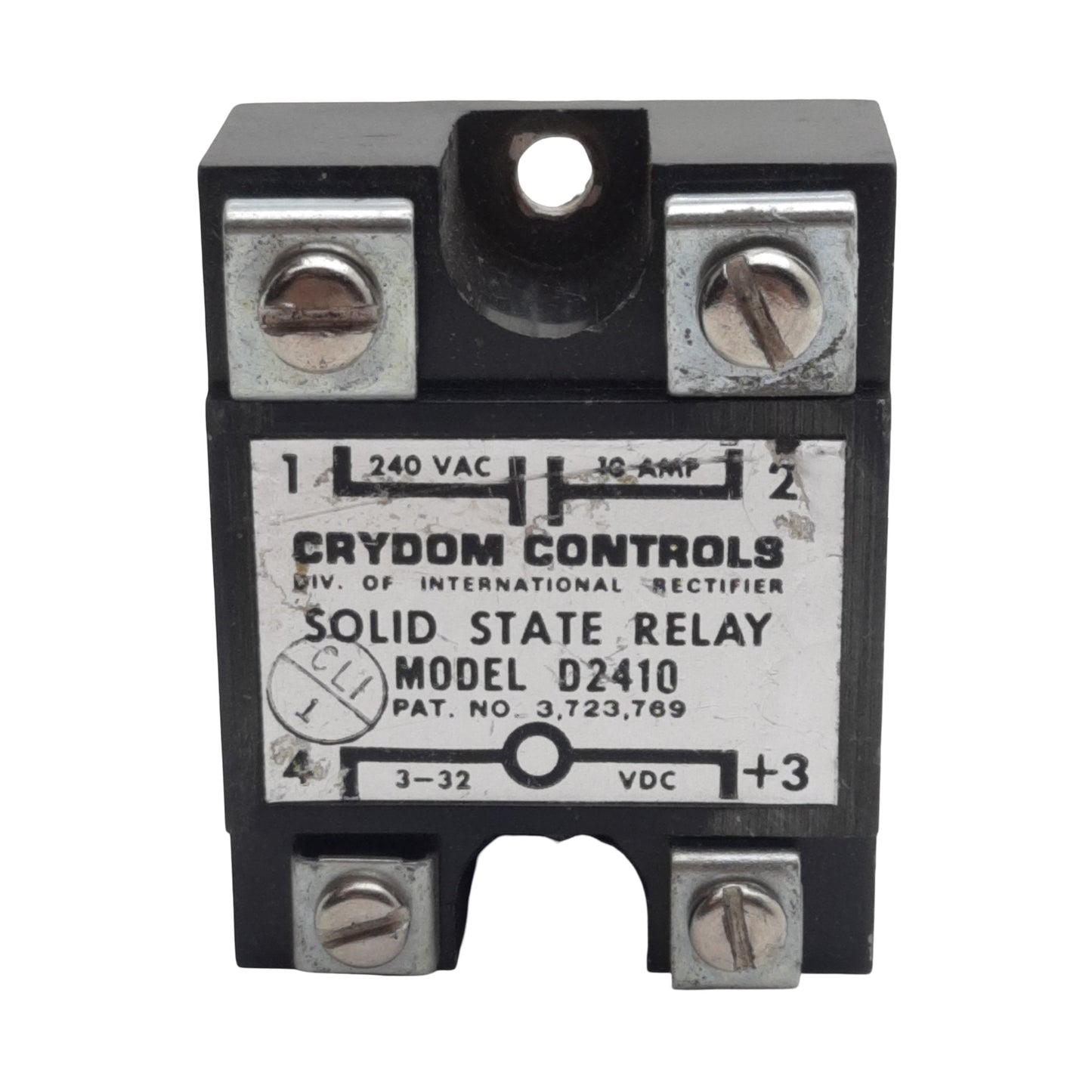Used Crydom D2410 Hockey Puck Solid-State Relay, SPST-NO, 3-32VDC In, 10A 240VAC Out