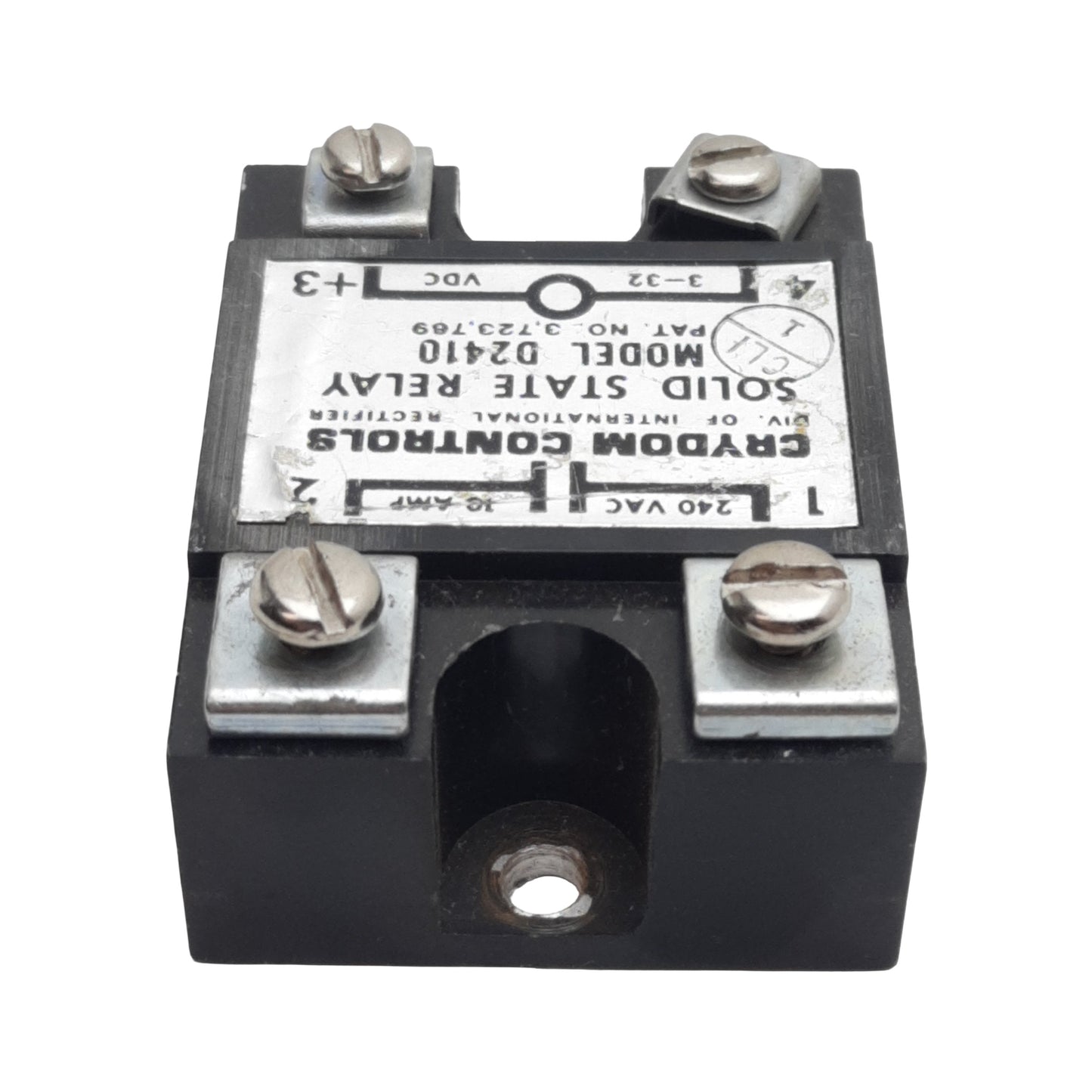 Used Crydom D2410 Hockey Puck Solid-State Relay, SPST-NO, 3-32VDC In, 10A 240VAC Out