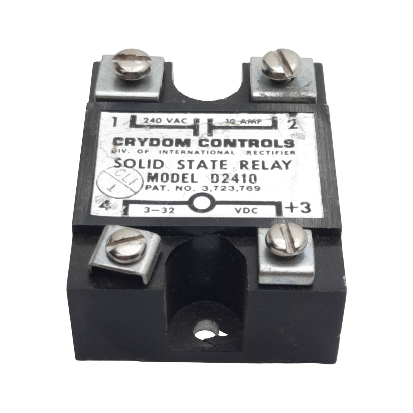 Used Crydom D2410 Hockey Puck Solid-State Relay, SPST-NO, 3-32VDC In, 10A 240VAC Out