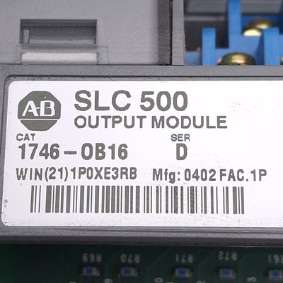Used Allen Bradley 1746-OB16 Ser D SLC500 PLC Output Module, 16-Output, 10-50VDC